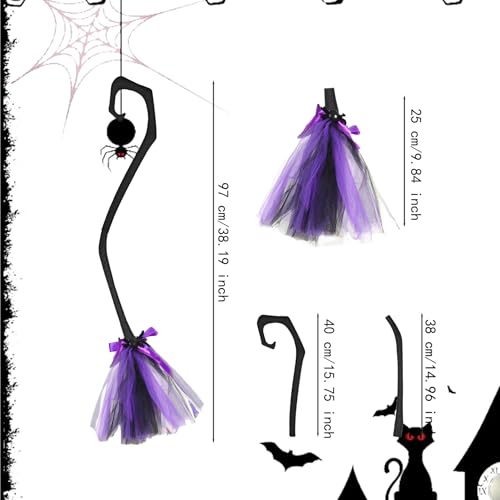 Balai de sorcière ruban violet 38 pouces pour déguisement d'Halloween - 6