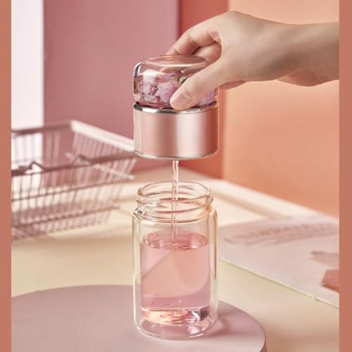 Triple Function Glass Infuser, Smart Tea Brewer, Double-Walled Glass Teacup for Loose Tea, Portable Leak-Proof Infuser with Filter & Lid (Wood, 350 ml) - Image 7