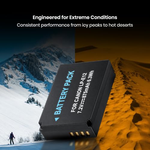 Image of Simpex LP-E12 Rechargeable Camera Battery 7.2V Li-ion Replacement Battery Compatible with Canon EOS M, M2, M10, M50, M100, 100D, Kiss M, Kiss X7, Rebel SL1 & PowerShot SX70 HS(Black)
