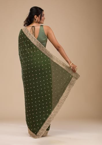 Image of Yashika Women Vichitra Silk Saree with Embroidered Border| Sarees Bollywood Sari | New Sarees | Saree Blouse| Designer Saree (AZ-YS-OG-LADYQUEEN-Parent)