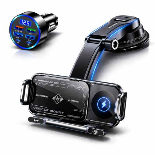 Cargador inalámbrico coche en salpicadero para viajes largos en familia con mapas y música siempre activos