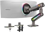 NB Designer Arme de moniteur de jeu pour 32 à 60 Écran de inches, chargez jusqu'à 20 kg, VESA 75/100, RGB-Light, lourd, réglable en multi angle, en aluminium haut de gamme, prolongement à long bras gris noir