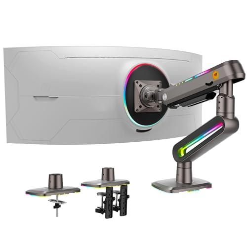 NB Ergonomic RGB Support Ecran PC Moniteur de 32 à 60 Pouces Ultra Large Incurvé, Bras de Moniteur de Jeu Charge Maximale de 20 kg, VESA 75/100 mm