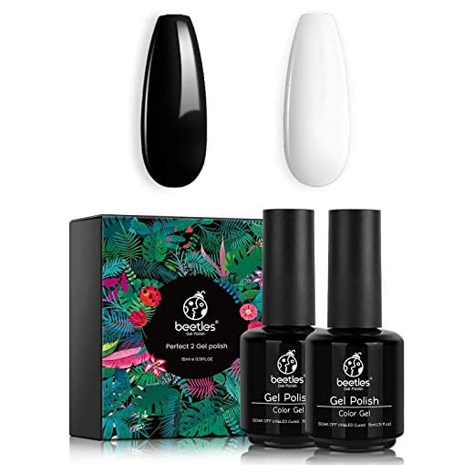 Beetles Esmaltes Semipermanentes de Uñas en Gel, Barniz semipermanente blanco y negro, 2 colores de esmalte de uñas en gel de 15ml, lámpara UV/LED en seco kit de manicura DIY regalo para mujeres