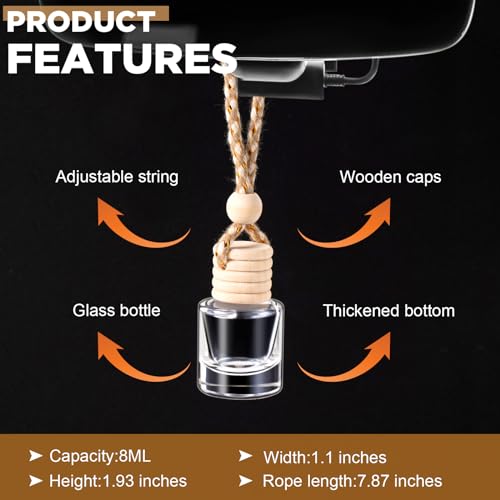 Domensi 600 Pieces Hanging Car Diffuser Air Freshener Bottle Bulk Empty Glass Refillable Perfume Bottles Oil Diffuser Aromatherapy Pendant for Auto Interior Ornaments Decor (Clear) by Domensi - Image 2