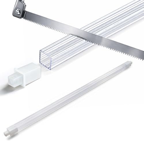 24 Inch Clear Acrylic Towel Bar Replacement Rod for Black Ceramic Holder Square Spring Loaded Adjustable Insert Transparent Plastic Bathroom Shower Towel Rack Pole Cut to Fit Easy Install