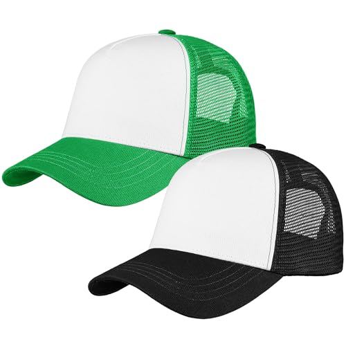 Image of Falari 5-Panel Mesh Baseball Cap, Trucker Hat, Structured Plain Design, Cotton, Adjustable Size