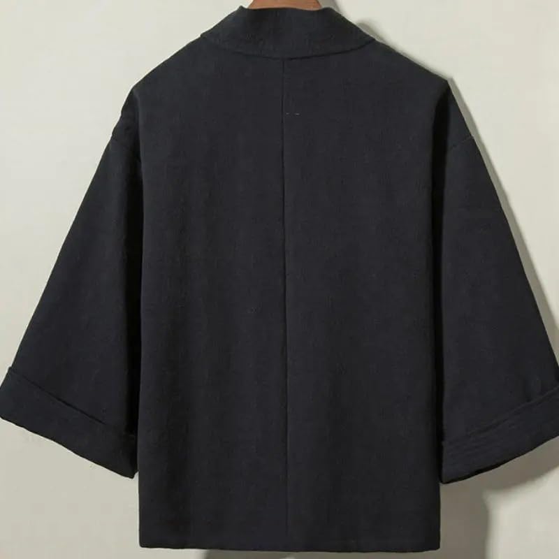 Men Shirt Cardigan Jacket Traditional Japanese Loose Kimono Robe