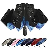 ZDSSM Compact Inverted Travel Umbrella, Automatic Open Close, 9-Rib 46 Inch Windproof Umbrella, Waterproof Teflon-Coated UPF 50+, Portable Umbrellas for Men, Women, Travel, and Daily Use