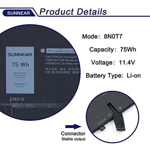 Image of 8N0T7 Laptop Battery for DELL XPS 15 9575 2-in-1 15-9575-D2801T