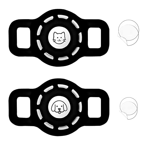 Airtag Cat Collar Holder for Apple Air Tag Cat Collar Holder Within 1/2 inch, Airtag Dog Collar Holder, 2 Pack Airtag Pet Collar Holder for Apple Airtag Collar Small and 2 Pack Airtag Protector