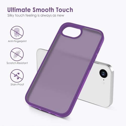 Image of TENOC Phone Case Compatible with iPhone SE (2nd 2020 and 3rd 2022 Generation) & iPhone 7 & iPhone 8, Dark Purple Case Translucent Protective Bumper Matte Hard Back Cover for 4.7 Inch