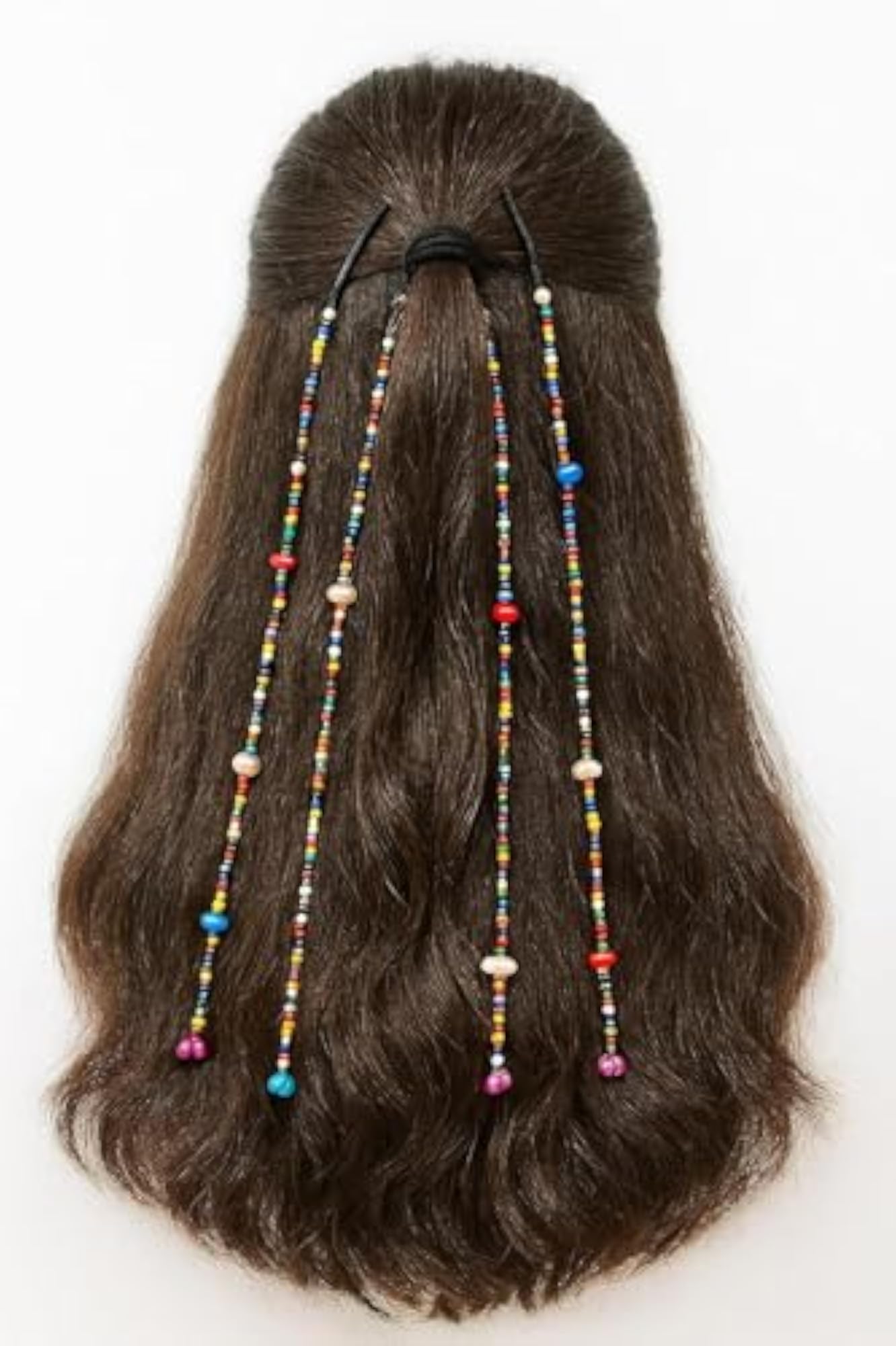 Beaded Hair Extension Strands with Pin Attachment, Set of 4