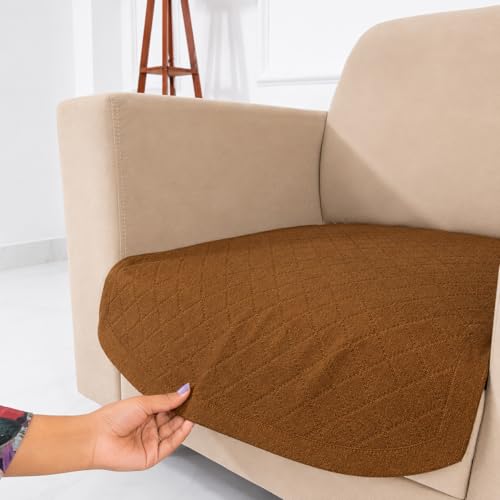 Image of Homerz Premium 'Surya Series' Sofa Cover | Stylish Sofa Protector | Net Fabric | Anti-Stain & Washable Slip Cover Exact Size Antislip (New Jerry Brown, 1 Seater, Only Seat Cover)