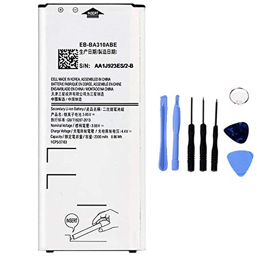 ELLENNE Batería compatible con Samsung A3 2016 A310 EB-BA310ABE de alta capacidad 2300 mAh con kit de desmontaje incluido