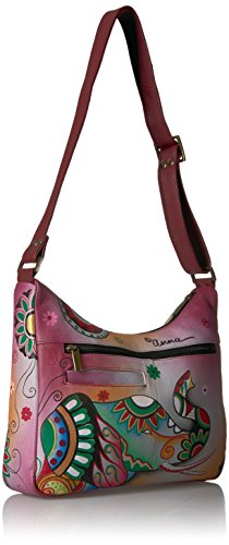 Anna By Anuschka Women's Genuine Leather Medium Hobo Shoulder Bag | Hand Painted Original Artwork | Retro Elephant #TOP1