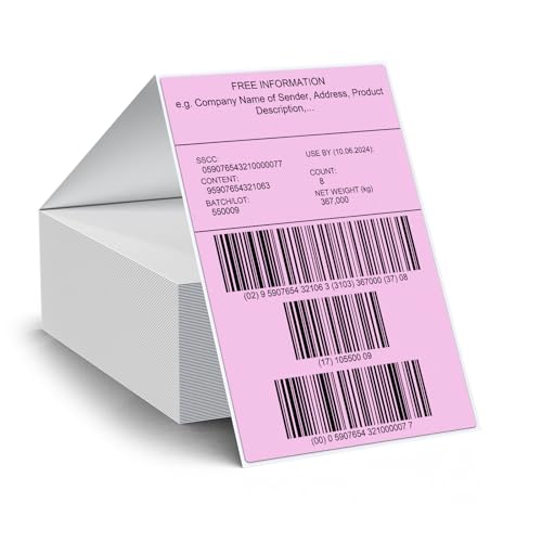 Étiquettes thermiques 100x150 mm violettes en vinyle pour colis de magasin, 250 pièces pliées