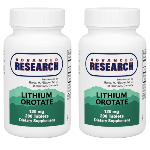 Nutrient Carriers Advance Research Lithium Orotate 120 Mg 200 Tablets(Pack of 2)
