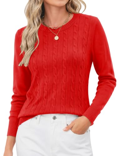 Image of Rapbin Women's Contrast Trim Knit Sweater Long Sleeve Crew Neck Pullover | Color Block Soft Lightweight Regual fit,Business Casual Work,Fashion Versatile Fall Spring Outfits,Winter Layer Clothing