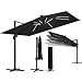 Produktbild STEELSØN Sonnenschirm Lyrion 300cm Durchmesser, Ampelschirm mit Abdeckung LED Solar, Gartenschirm wetterfest mit UV-Schutz, Aluminium, quadratisch, schwarz