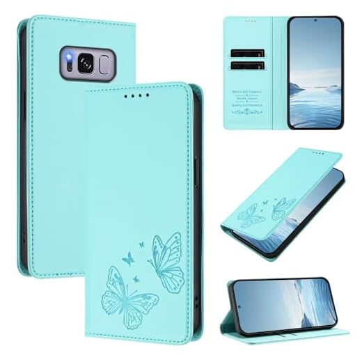 Jiajihua Hülle Kompatibel mit Samsung Galaxy S8 Plus【RFID-Schutz】【Kartenetui mit Magnetverschluss Aufstellfunktion】 Violet