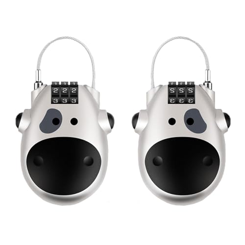 Cable Lock, 2 Pack Silver Cow Bike Lock Cable, 3 Digit Code Cycling Locks, 70cm Retractable Helmet Lock for Bicycle, Motorcycle, Stroller, Luggage, Backpack