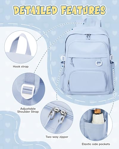 Image of Lightweight Backpack for College & High School Backpack With Lots of Pockets Cute School Bag for Girls Boys, Large Capacity Bookbag for Women Men, Waterproof Teens Casual Daypack Backpack(Blue)