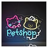 Enseigne au néon Pet Shop lumière LED à intensité variable alimentée par USB pour fournitures pour animaux de compagnie chat chien fête magasin Bar chambre décoration murale 41cmx29cm.
