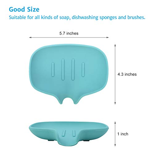 AIMAIAIMAI 3PCS Silicone Soap Dish with Draining Tray for Shower, Bar Soap Holder for Bathroom, Soap Sponge Holder for Kitchen - Easy to Clean, Self Draining Soap Saver - Thumbnail 4