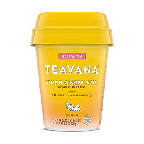 Teavana Lemon Ginger Bliss, Herbal Tea With Citrus & Strawberry, Caffeine Free (1 Pack, 12 Sachets Total)