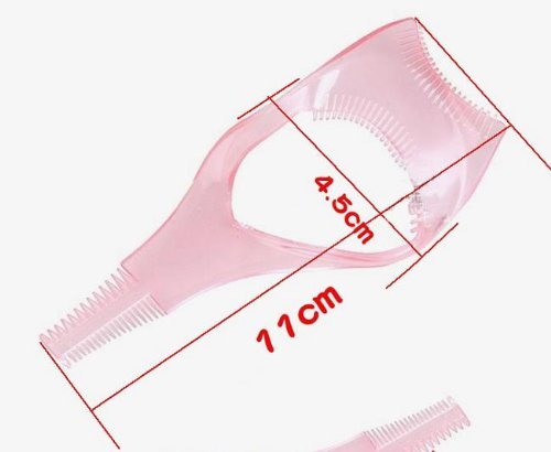 2 Pcs Plastic Magic Upper Lower Cosmetic Eye Lash Mascara Guard Applicator Guide Helper with Eyelash Comb (Pink)