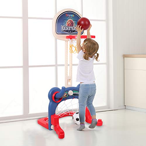 Dazmers 3-In-1 Kids Sports Center: Basketball Hoop, Soccer Goal, Ring Toss Playset - Indoor And Outdoor Activity Center For Toddlers - Toys For Active Kids #TOP3