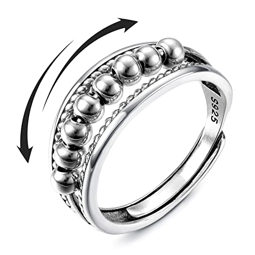 Milacolato Sterling Silver Couple Anxiety Rings for Women Men Girls Adjustable Promise Engagement band Rings Fidget Spinner Unisex Stacking Ring Anxiety Relief Spinning Worry Ring Milacolato Sterling Silver Couple Anxiety Rings for Women Men Girls Adjustable Promise Engagement band Rings Fidget Spinner Unisex Stacking Ring Anxiety Relief Spinning Worry Ring