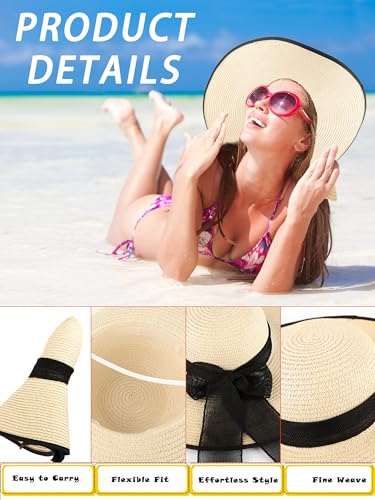 15 piezas Sombreros de Paja para Mujer con Ala Ancha miniatura 3