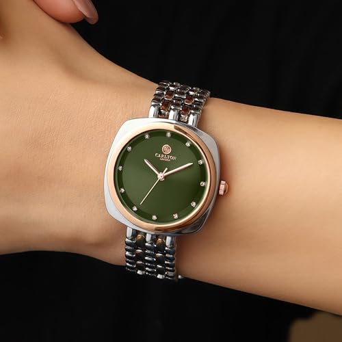 Image of Carlton London Women Celeste Analog Watch, Square Dial, Stainless Steel Strap, Quartz Movement, 30M Water Resistant, Casual Wear