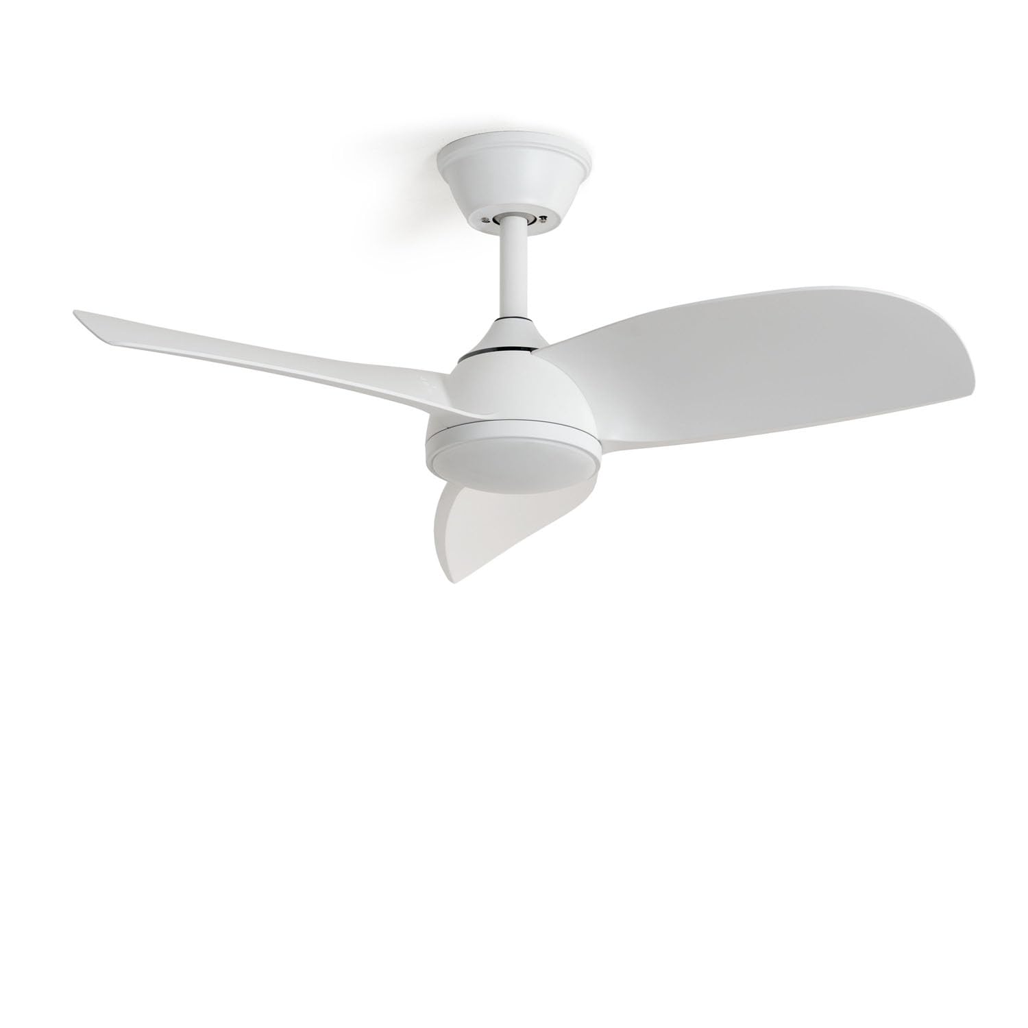 LEDKIA LIGHTING Ventilador de Techo Poros Evo Blanco con Luz LED CCT; Motor DC Silencioso 30W; Aspas Blancas; 6 Velocidades; 90 cm; 48 dB; Mando; Dormitorio y Salón Pequeño