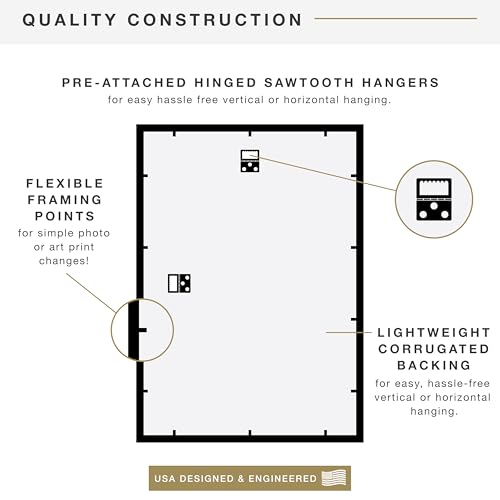 MCS Trendsetter 14x20 Poster Frame, Display Pictures 11x17 With Mat or 14x20 Without Mat, Vertical & Horizontal Wall Hanging Large Picture Frame for Photos & Posters, Black (1-Pack)