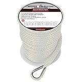 Extreme Max 3006.2054 BoatTector Solid Braid MFP Anchor Line with Thimble - 3/8' x 100', White