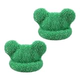 PATIKIL 2 Stück Mini Strickmützen Für Puppen Grasgrün Garn Puppenmützen Bärenohren Für Basteln Plüsch Winterdekoration Schneemann Haaraccessoires DIY Weihnachtsschmuck