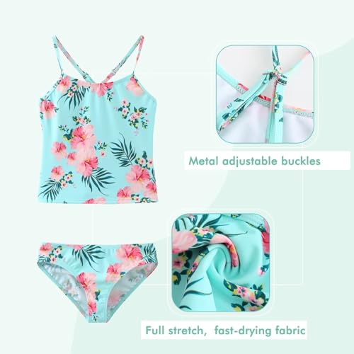 Image of Girls Two Piece Tankini Swimsuits Rainbow Striped Bathing Suit Swim Suit