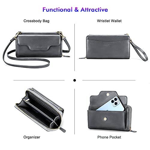 Image of nuoku Small Purse for Women, RFID Blocking Wristlet Wallet, Crossbody Clutch with Cell Phone Pocket