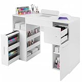 Halamine Manicure Table Nail Desk for Nail Tech, Nail Table Beauty Salon Station, Acetone Resistant Station, Salon Workstation with Drawers Storage Cabinets