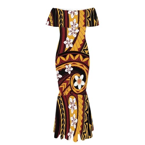 Image of Polynesian Dresses for Women Off Shoulder Maxi Dress Puletasi Samoan Dresses S-7XL
