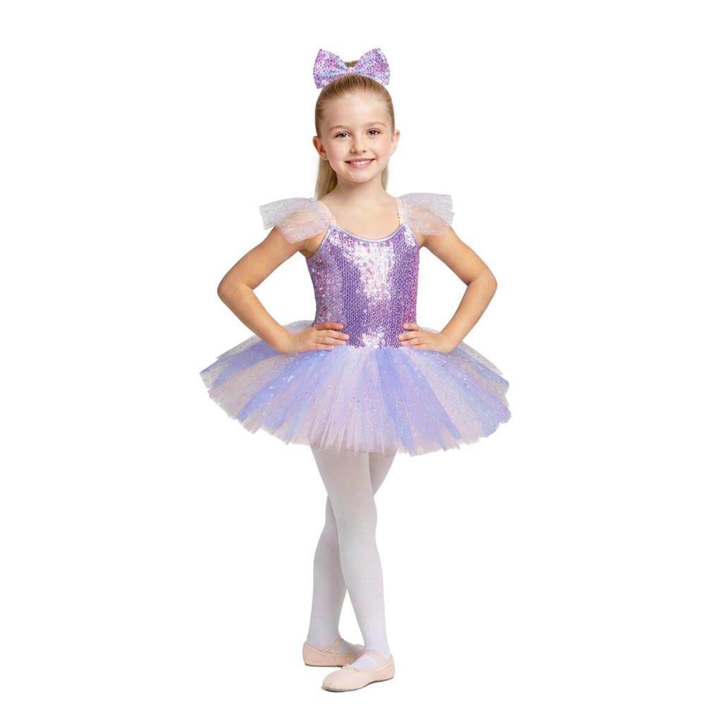 Lito Angels - Vestito da Balletto con tutù Scintillante per Bambine, Costume da Ballerina Principessa con Paillettes, Vestito per Festa di Compleanno e Pasqua, Rosa/Viola, dai 3 ai 12 Anni