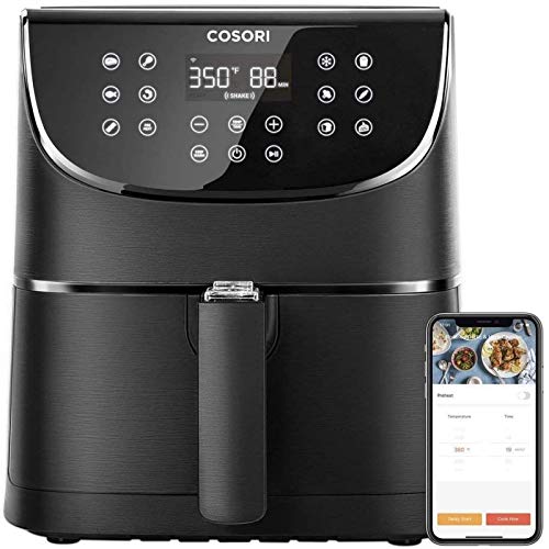 COSORI Freidora sin Aceite Inteligente WiFi 5.5L, Freidora Aire con 11 Programas, Función Mantener Caliente, Pantalla LED Táctil, Temporizador, Sin BPA ni PFOA, 100 Recetas, Funciona con App, 1700W