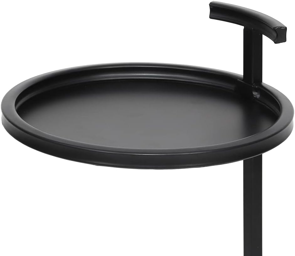 ABBLE 12" C Shaped End Table Round Metal End Table with Handle Side Tables for Sofa C Table Snack Table Couch Table for Small Space TV Trays Living Room Bedroom, Black