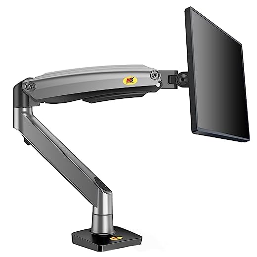 NB North Bayou Braço para monitor de mesa, braço longo giratório de movimento total ultra amplo com mola a gás para monitores de 55 a 88 cm, de 15 a 12 kg, suporte de monitor ajustável de altura G70