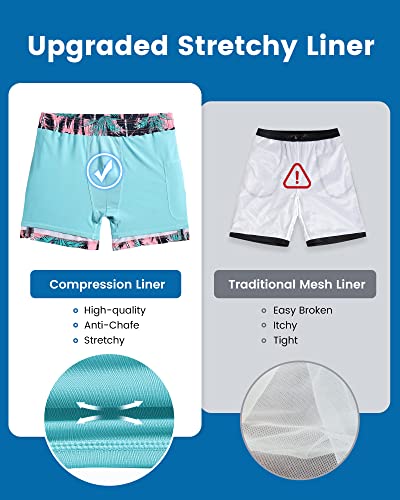 Image of maamgic Mens Swim Trunks with Compression Liner 5 Inch, Quick Dry Bathing Suit with Zipper Pockets, No-Chafing Swim Shorts