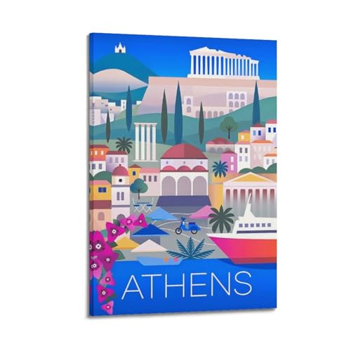Poster de voyage Athènes Grèce en toile vibrante et design esthétique