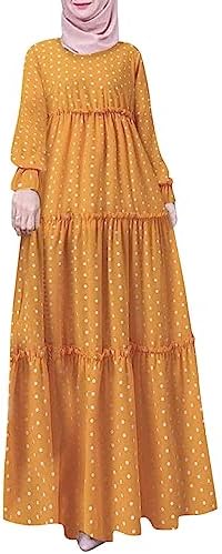 Prayer Dress for Muslim Women Abaya Kaftan Praying Umrah Jubba Abayas Outfit  Eid One Piece Clothes Ramadan Plus Size Ladies Jilbabs Arabic Dresses UK,  Yellow, XL : Amazon.ie